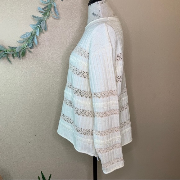 Zara ~ Cream Lace Striped Sweater - Picture 4 of 7